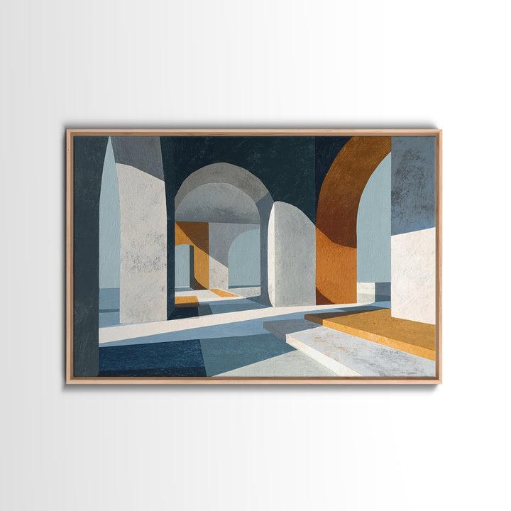 Gray Architectural Arch and Shadow Study Framed Canvas Print, Monochrome Art, Printable Wall Art, Living Room Decor, Mono, MON-3x2-14