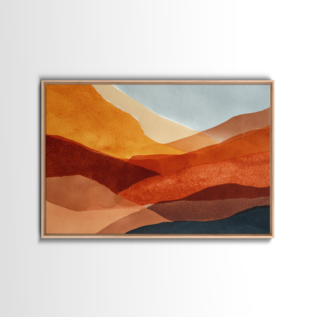 Burnt Orange Canyon Abstraction Framed Canvas Print, Monochrome Art, Textured Wall Art, Living Room Decor, Fine Art, Mono, MON-3x2-20