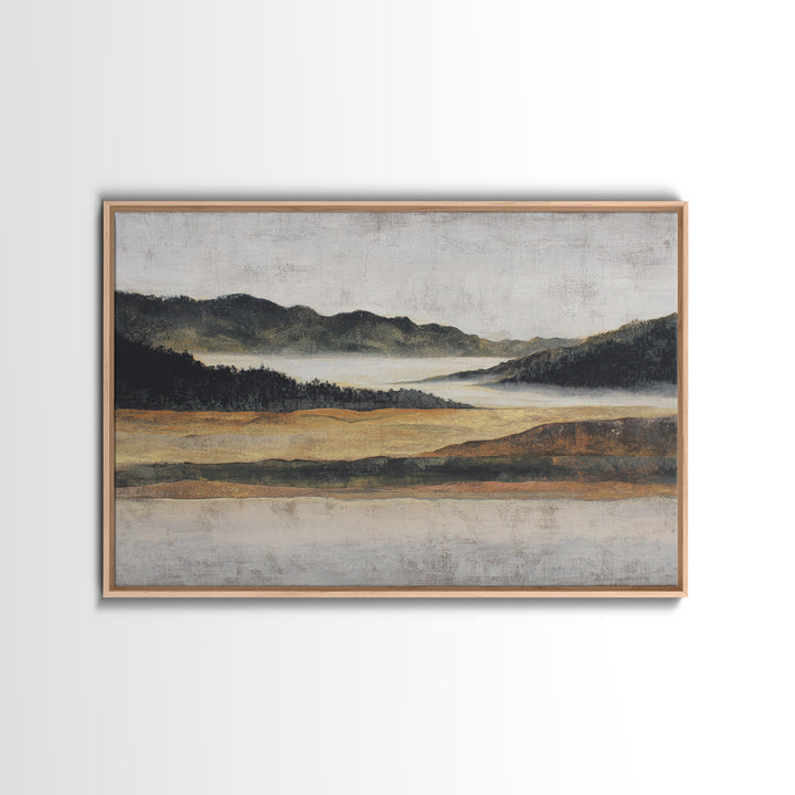 Charcoal Mountain Landscape Canvas Print, Monochrome Art, Printable Art, Living Room Decor, Oil Painting, Mono, MON-3x2-32
