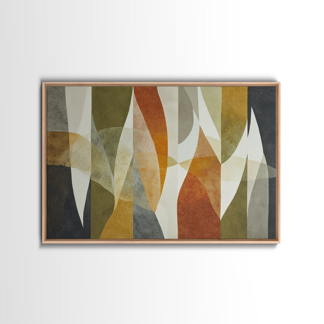 Olive Green Abstract Leaf Pattern Canvas Print, Monochrome Art, Dopamine Decor, Living Room Decor, Fine Art, Mono, Modern Decor, MON-3x2-48