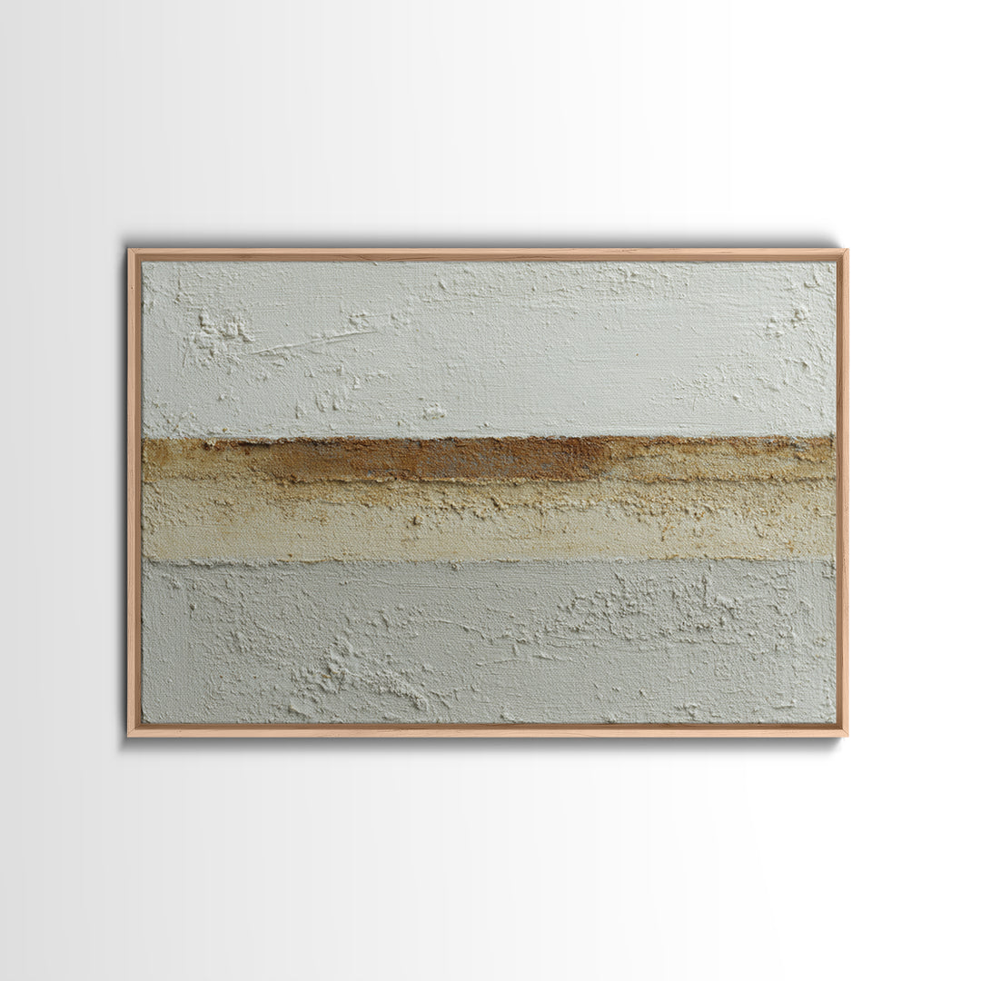 Cream on Cream Minimalist Forms Framed Canvas Print, Monochrome Art, Digital Print, Living Room Decor, Oil Painting, Mono, MON-3x2-50