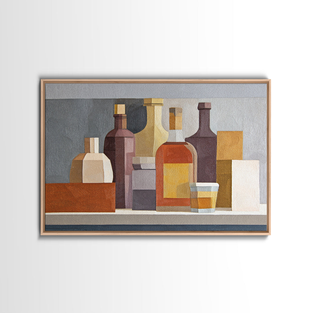 Brown Leather and Whiskey Still Life Canvas Print, Monochrome Art, Bedroom Wall Art, Living Room Decor, Fine Art, Mono, MON-3x2-51