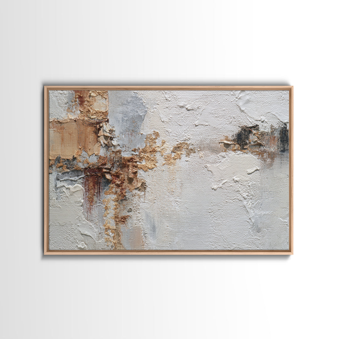 Ivory White Plaster Texture Composition Canvas Print, Monochrome Art, Boho Wall Art, Living Room Decor, Fine Art, Mono, MON-3x2-57