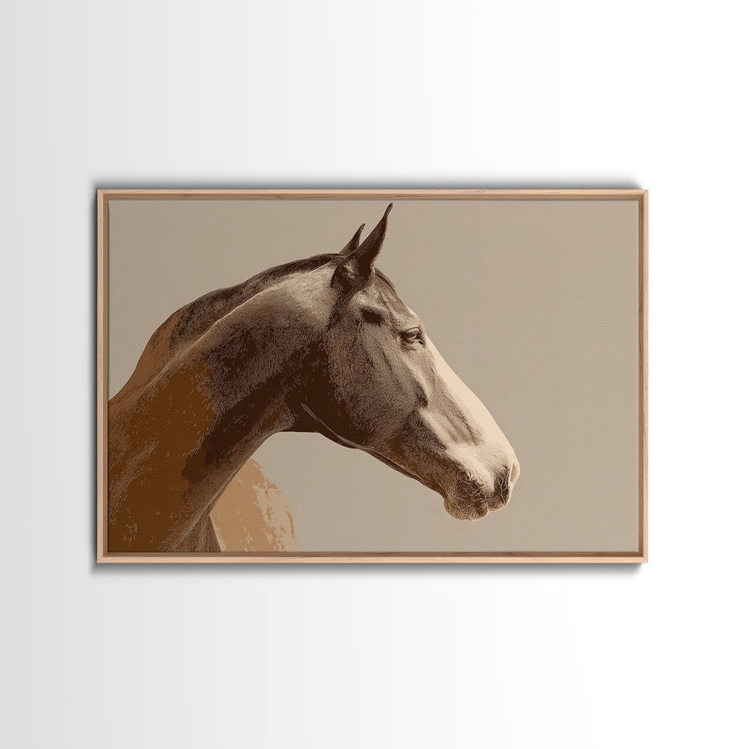 Sepia Horse Portrait Framed Canvas Print, Monochrome Art, Large Wall Art, Living Room Decor, Fine Art, Mono, Modern Wall Art, MON-3x2-6