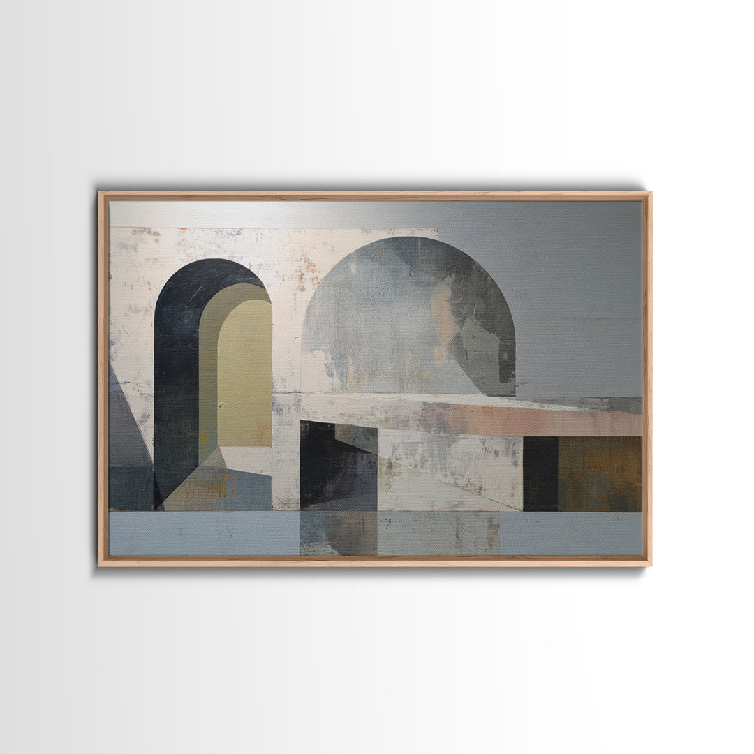 Gray Architectural Arch and Shadow Study Canvas Print, Monochrome Art, Abstract Art, Living Room Decor, Fine Art, Mono, MON-3x2-62