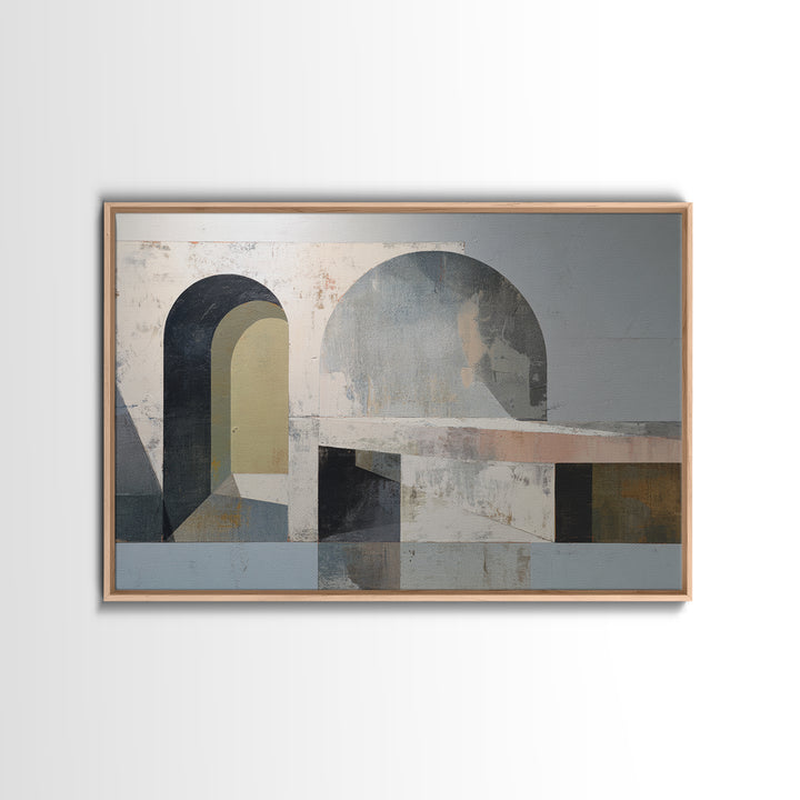 Gray Architectural Arch and Shadow Study Canvas Print, Monochrome Art, Abstract Art, Living Room Decor, Fine Art, Mono, MON-3x2-62