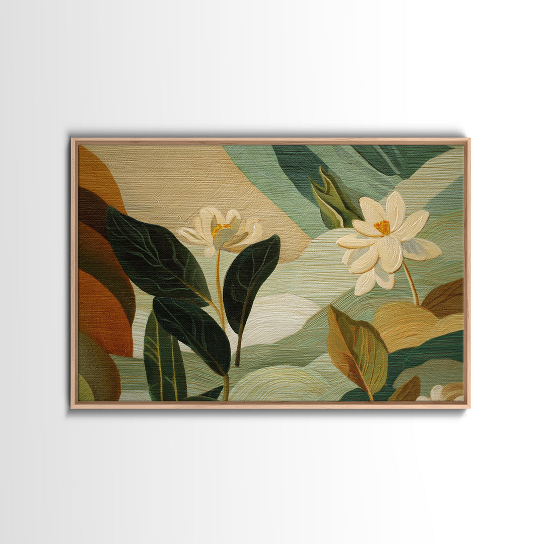 Green Botanical Study Framed Canvas Print, Monochrome Art, Home Decor, Living Room Decor, Fine Art, Mono, Bedroom Decor, MON-3x2-7