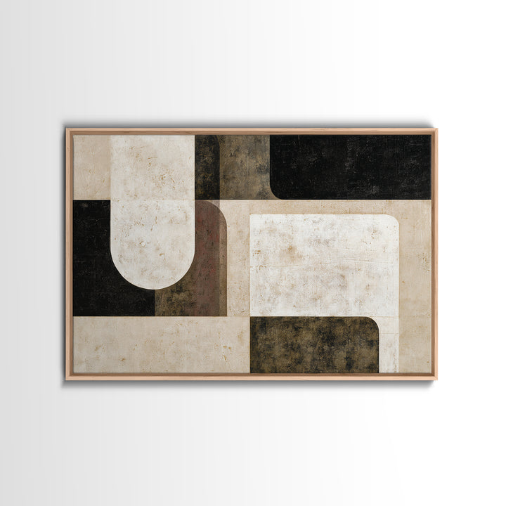 Cream on Cream Minimalist Forms Framed Canvas Print, Monochrome Art, Digital Print, Living Room Decor, Oil Painting, Mono, MON-3x2-74