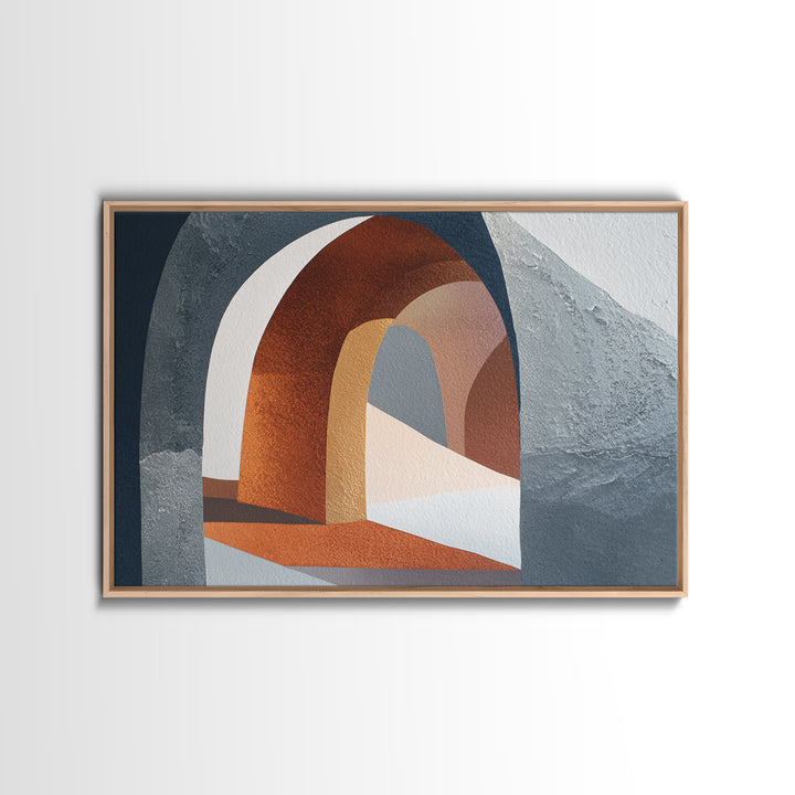 Gray Architectural Arch and Shadow Study Framed Canvas Print, Monochrome Art, Living Room Decor, Fine Art, Mono, Gallery Decor, MON-3x2-86