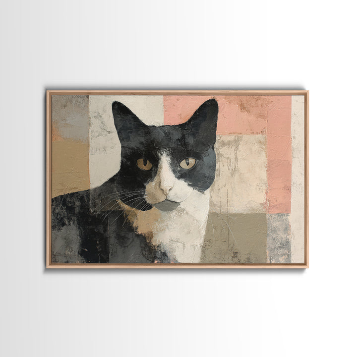 Monochrome Cat Portrait Framed Canvas Print, Monochrome Art, Modern Decor, Living Room Decor, Fine Art, Mono, Poster, MON-3x2-87