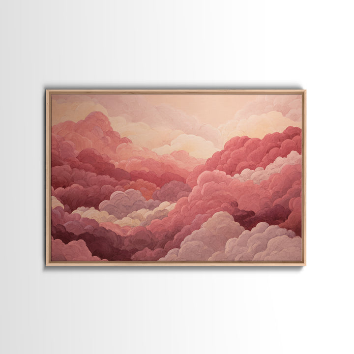 All Pink Cloudscape Canvas Print, Monochrome Art, Boho Decor, Living Room Decor, Fine Art, Mono, Art Print, Digital Art, MON-3x2-88
