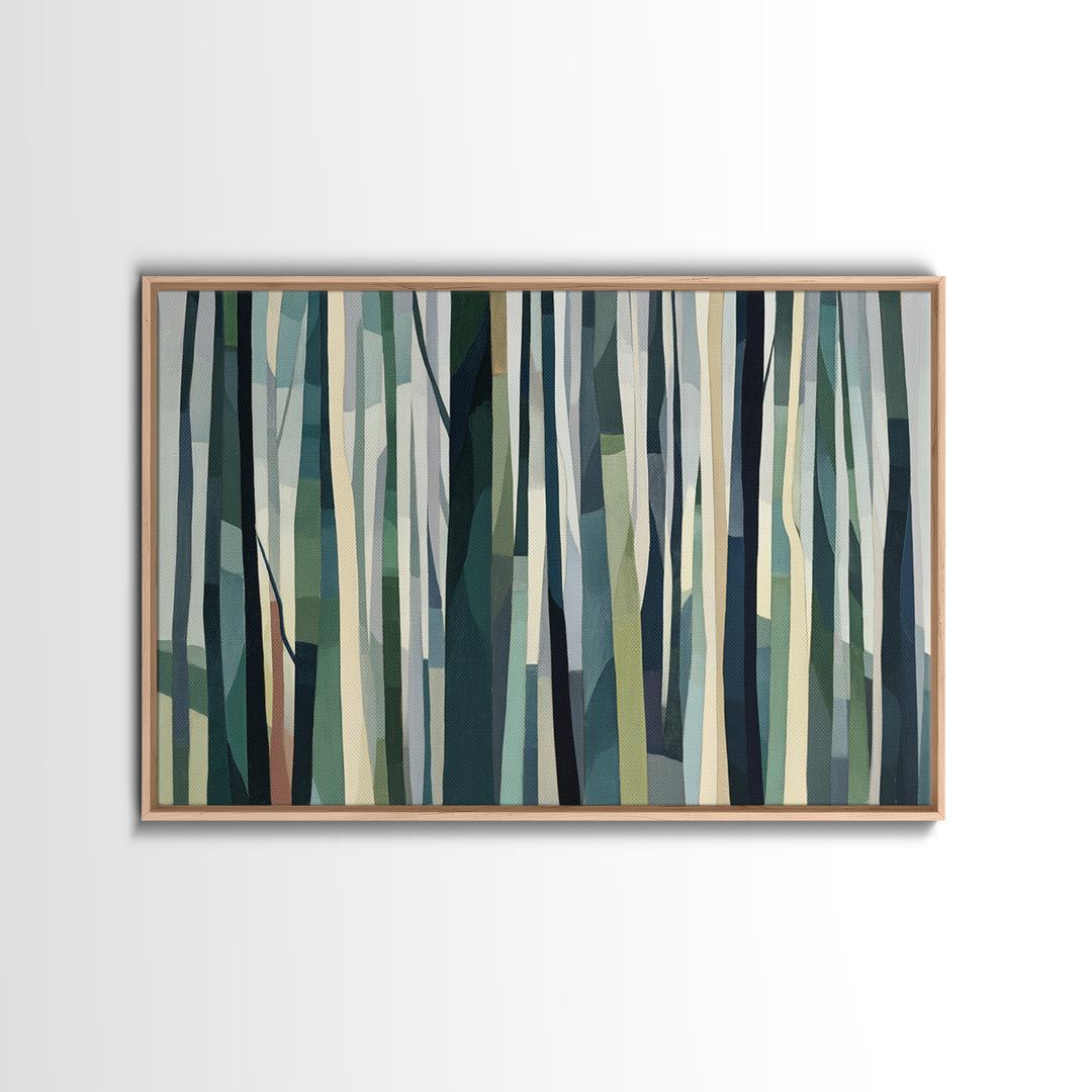 Deep Green Forest Silhouette Study Canvas Print, Monochrome Art, Modern Art, Living Room Decor, Fine Art, Mono, MON-3x2-89
