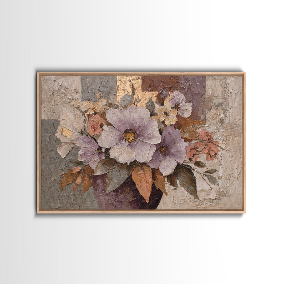 Monochrome Floral Bouquet Canvas Print, Monochrome Art, Boho Wall Art, Living Room Decor, Fine Art, Mono, Neutral Decor, MON-3x2-94