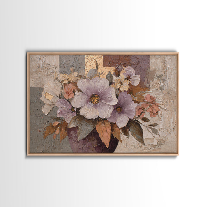 Monochrome Floral Bouquet Canvas Print, Monochrome Art, Boho Wall Art, Living Room Decor, Fine Art, Mono, Neutral Decor, MON-3x2-94