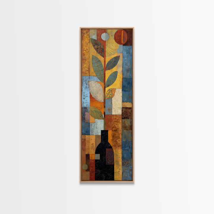 Indigo and Saffron Textile Abstraction Framed Canvas Print, Moroccan Art, African Art, Living Room Decor, Abstract Art, MOR-1x3-3