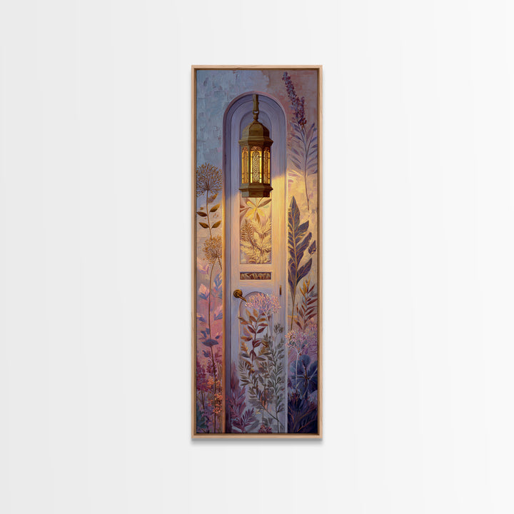 Patterned Door Hardware and Carved Wood Detail Canvas Print, Moroccan Art, Neutral Decor, Living Room Decor, Oil Painting, MOR-1x3-55