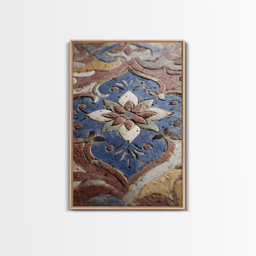 Islamic Geometric Rosette Framed Canvas Print, Moroccan Art, Moroccan Decor, Living Room Decor, Fine Art, Marrakesh, MOR-2x3-68