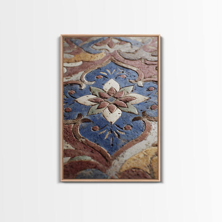 Islamic Geometric Rosette Framed Canvas Print, Moroccan Art, Moroccan Decor, Living Room Decor, Fine Art, Marrakesh, MOR-2x3-68