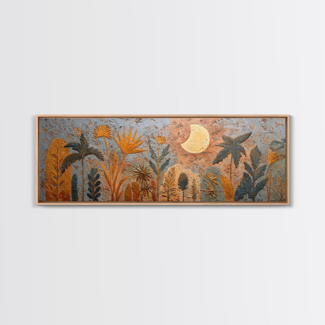Camel Silhouette Beneath Crescent Moon Canvas Print, Moroccan Art, Luxury Decor, Living Room Decor, Fine Art, Marrakesh, MOR-3x1-3