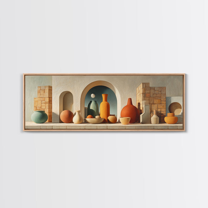 Moroccan Arch Framing a Moonlit Sky Framed Canvas Print, Moroccan Art, Wall Art, Living Room Decor, Fine Art, Marrakesh, MOR-3x1-56