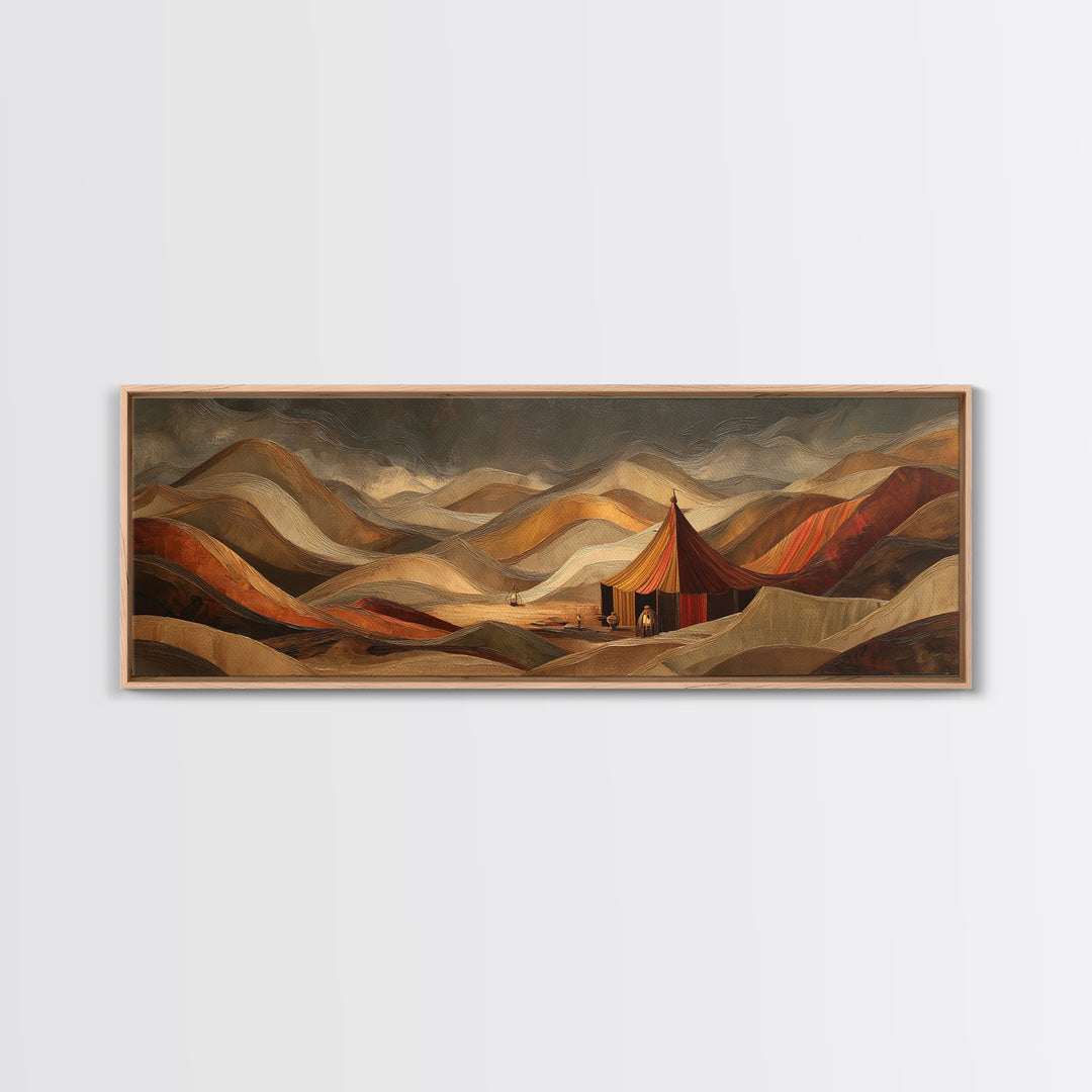Sahara Dune Waves Framed Canvas Print, Moroccan Art, Printable, Living Room Decor, Oil Painting, Marrakesh, African Art, MOR-3x1-84