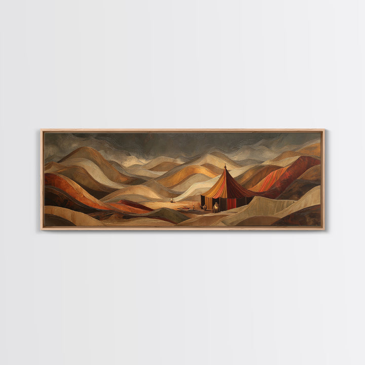 Sahara Dune Waves Framed Canvas Print, Moroccan Art, Printable, Living Room Decor, Oil Painting, Marrakesh, African Art, MOR-3x1-84