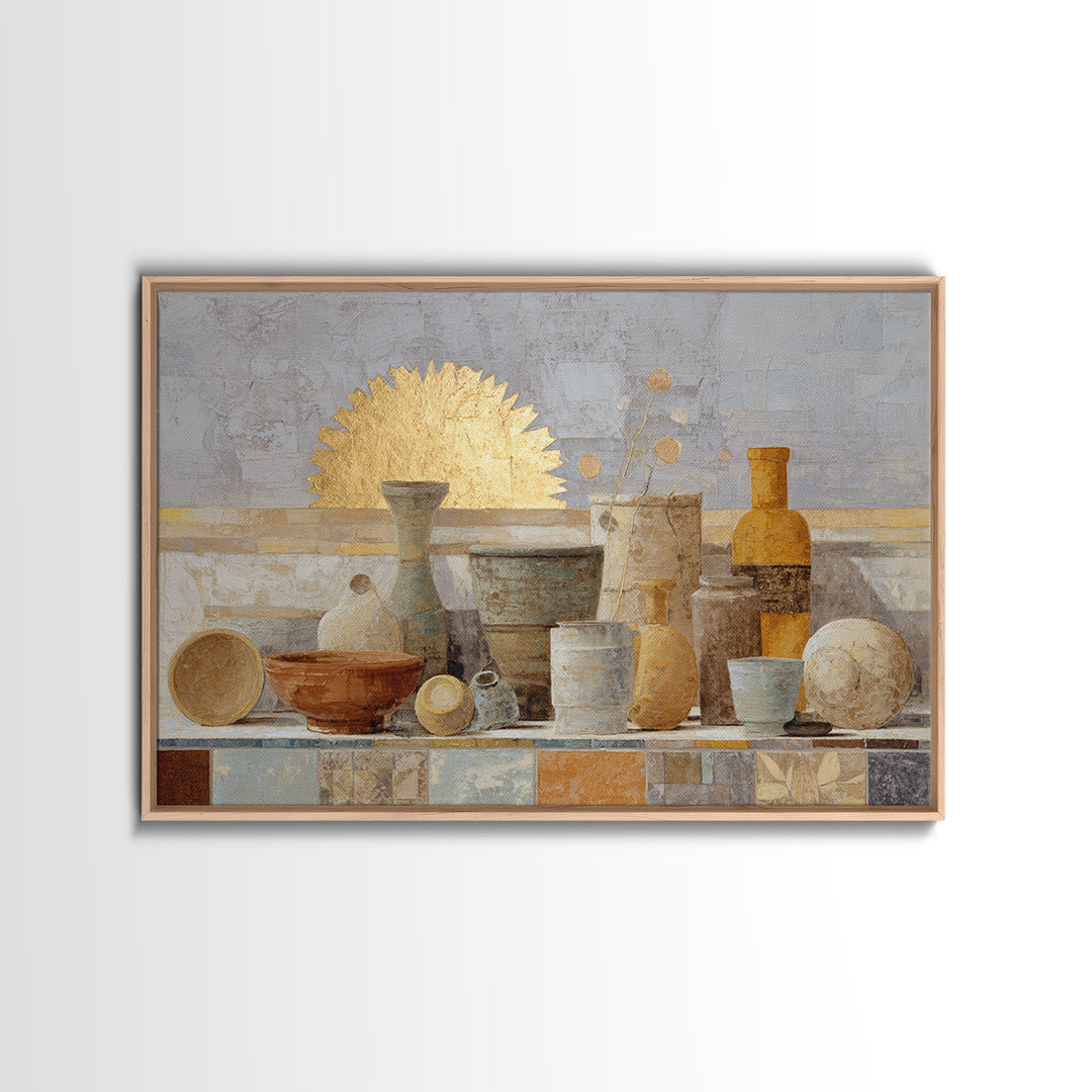 Gold Geometric Sunburst Framed Canvas Print, Moroccan Art, Living Room Decor, Fine Art, Marrakesh, Travel Poster, Map Wall Art, MOR-3x2-100