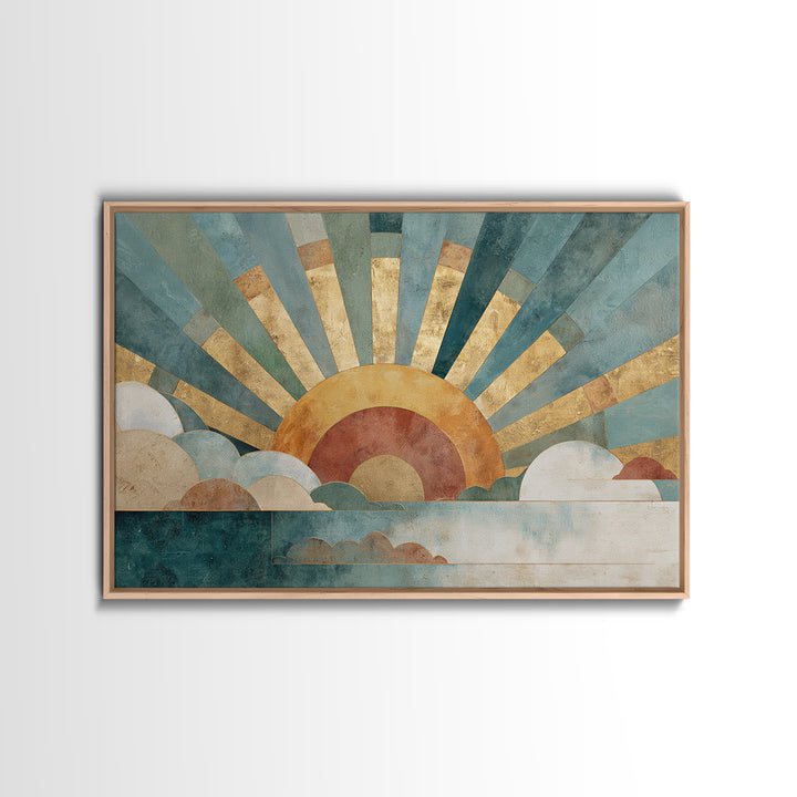 Gold Geometric Sunburst Canvas Print, Moroccan Art, Art Print, Living Room Decor, Fine Art, Marrakesh 576, Set of Prints, MOR-3x2-76