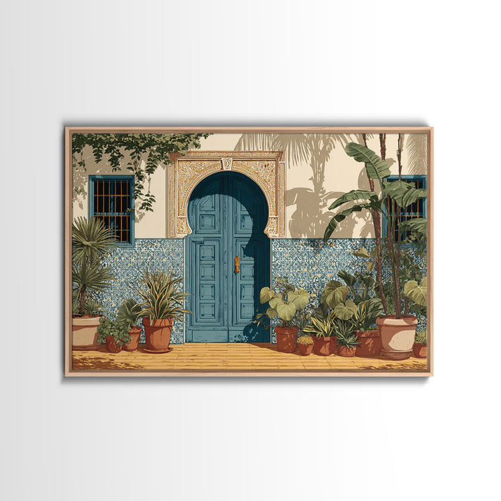 Patterned Door Hardware and Carved Wood Detail Canvas Print, Moroccan Art, Gallery Wall Set, Living Room Decor, Marrakesh, MOR-3x2-95