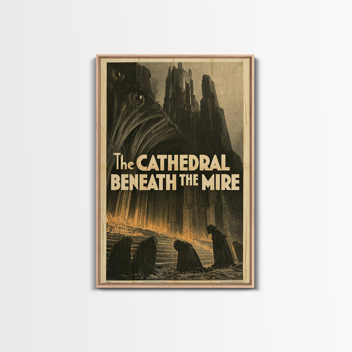 The Cathedral Beneath The Mire, English Language Horror Movie Poster, 1930s Horror Art, Gothic Cinema Wall Art, Canvas Print