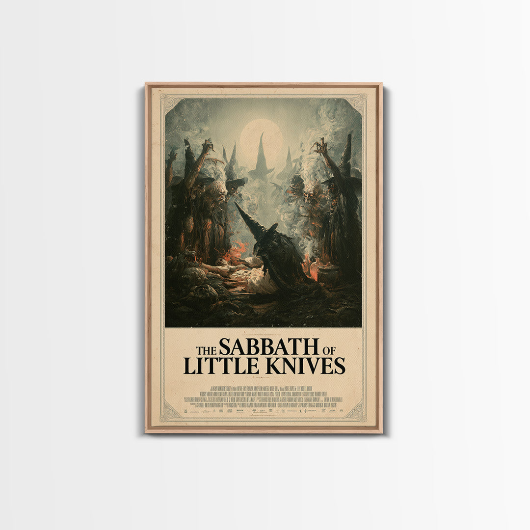 The Sabbath Of Little Knives, English Language Horror Movie Poster, Gothic Nightmare Art, Gothic Cinema Wall Art, Framed Canvas Print