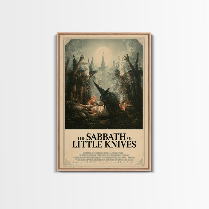 The Sabbath Of Little Knives, English Language Horror Movie Poster, Gothic Nightmare Art, Gothic Cinema Wall Art, Framed Canvas Print