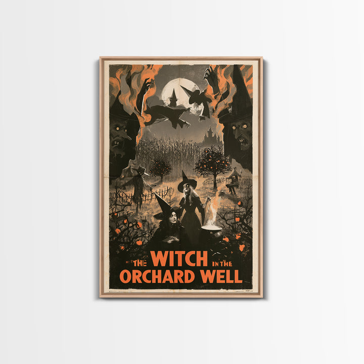 The Witch In The Orchard Well, English Language Horror Movie Poster, 1930s Horror Art, Gothic Cinema Wall Art, Canvas Print