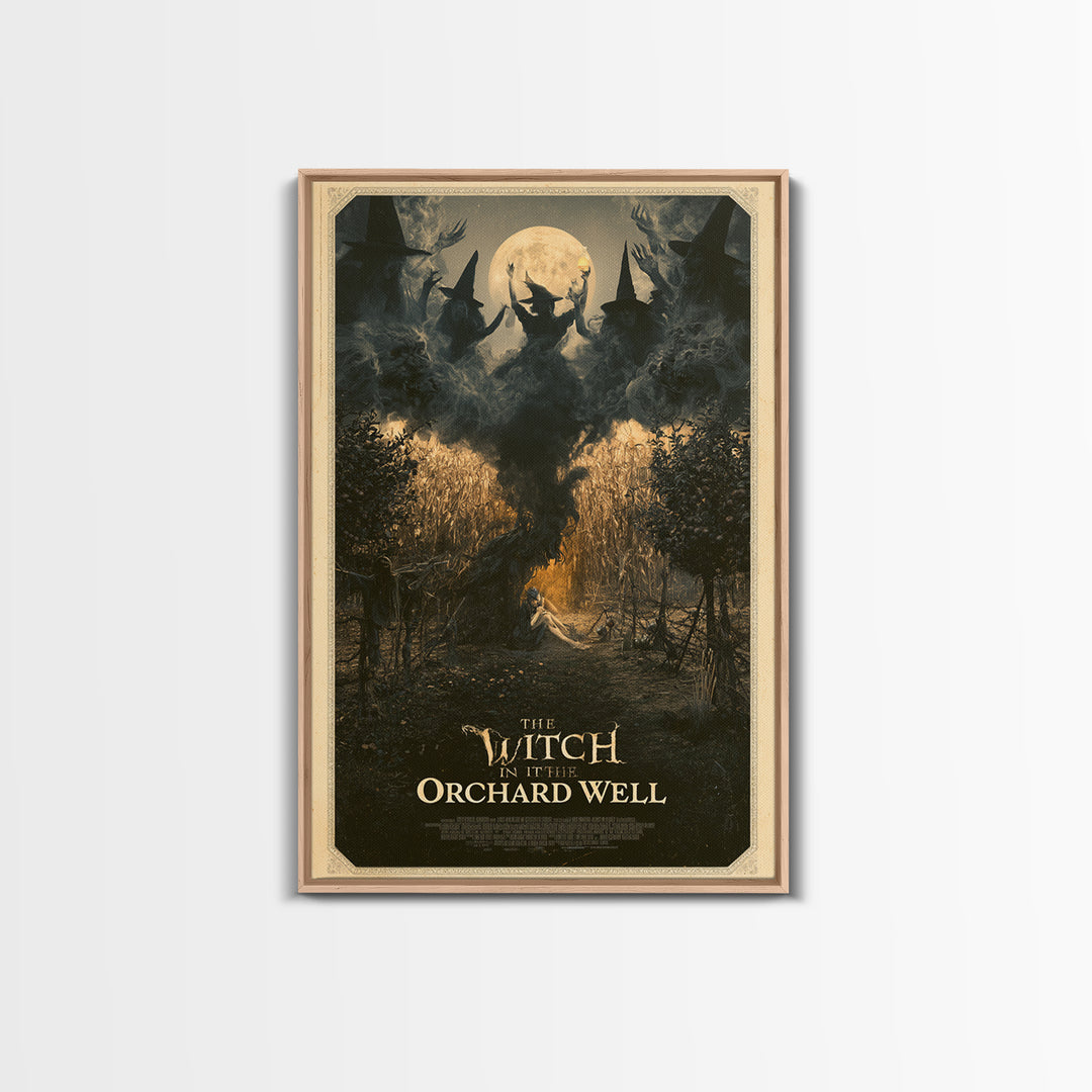 The Witch In The Orchard Well, English Language Horror Movie Poster, Gothic Nightmare Art, Retro Horror Movie Art, Canvas Print