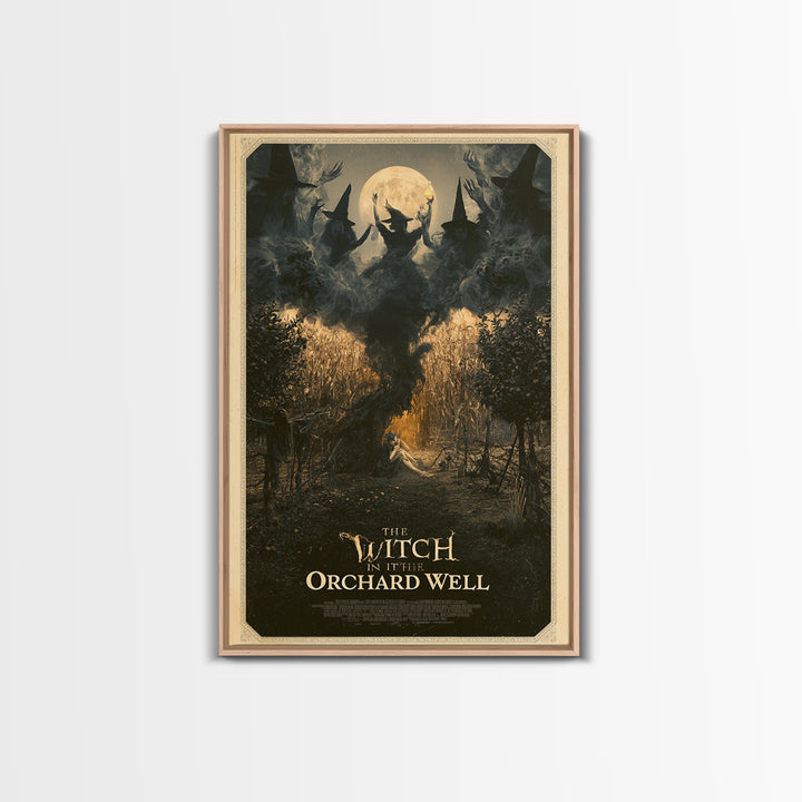 The Witch In The Orchard Well, English Language Horror Movie Poster, Gothic Nightmare Art, Retro Horror Movie Art, Canvas Print