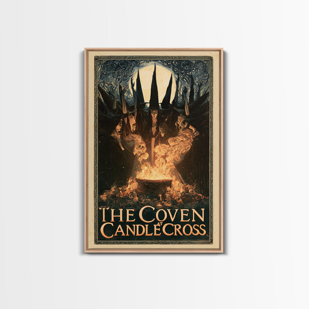 The Coven At Candlecross, English Language Horror Movie Poster, Stained Glass Gothic Art, Cult Horror Poster, Canvas Print