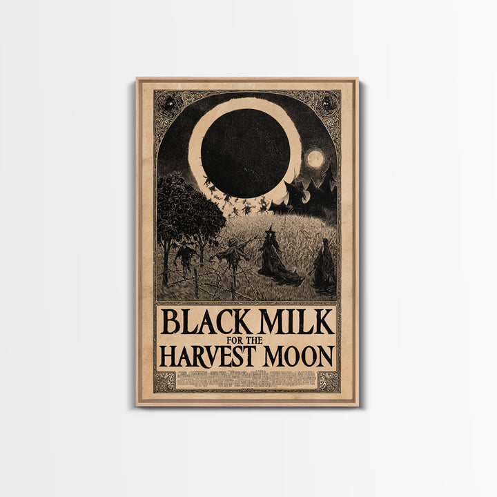 Black Milk For The Harvest Moon, English Language Horror Movie Poster, Decadent Line Art, Classic Monster Poster, Canvas Print