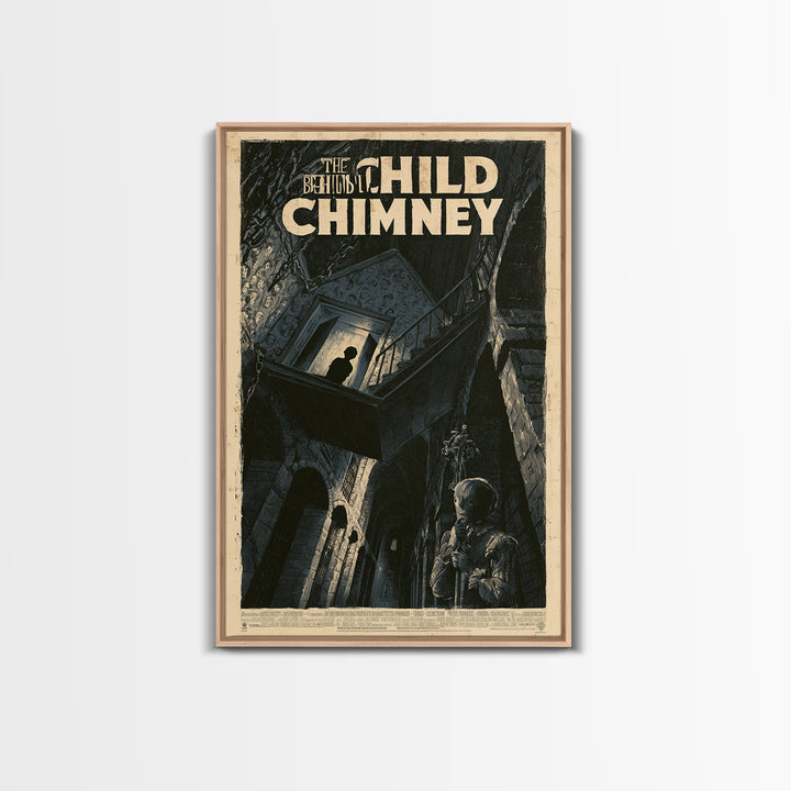 The Child Behind The Chimney, English Language Horror Movie Poster, Architectural Etching Art, Classic Monster Poster