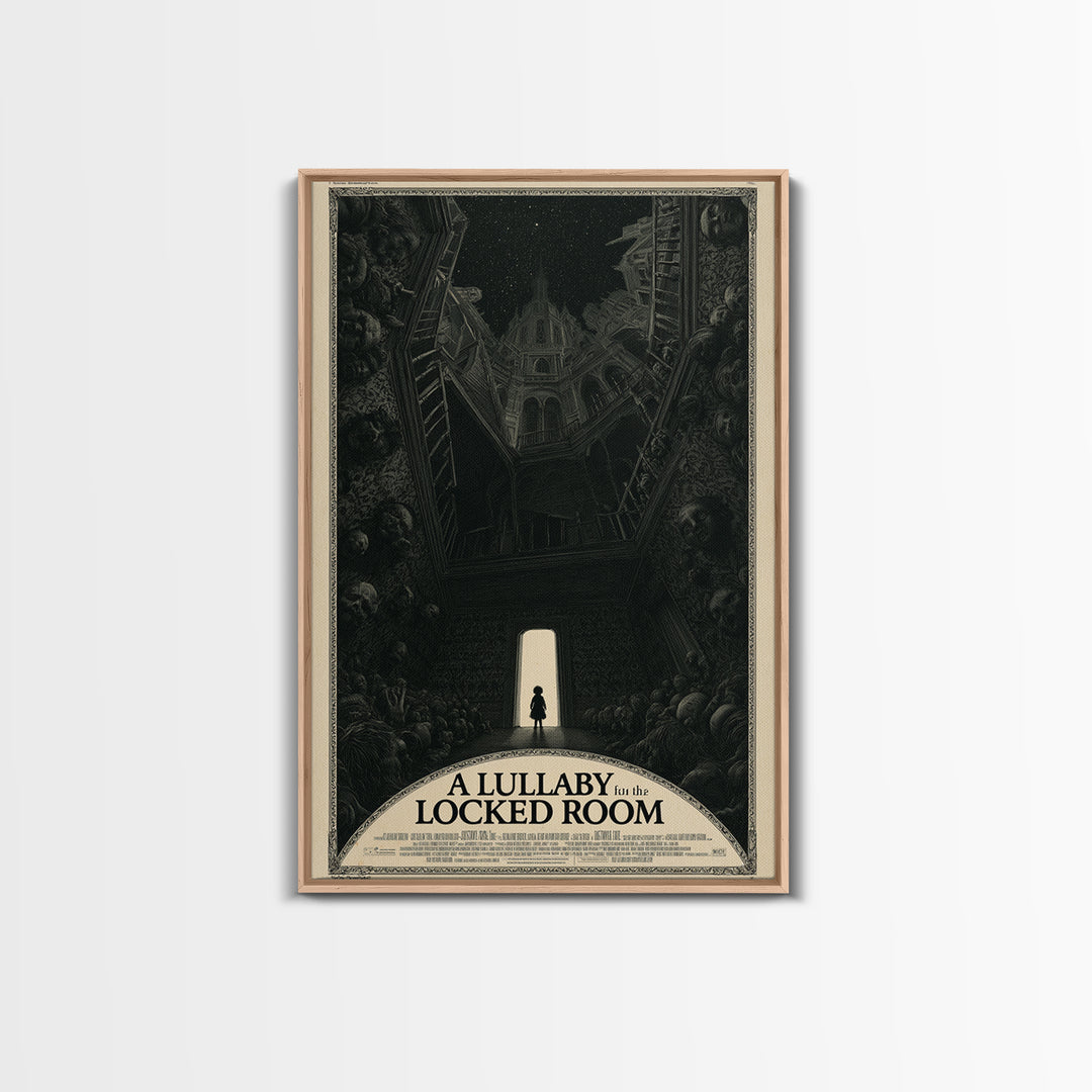 A Lullaby For The Locked Room, English Language Horror Movie Poster, Gothic Engraving Art, Retro Horror Movie Art, Canvas Print