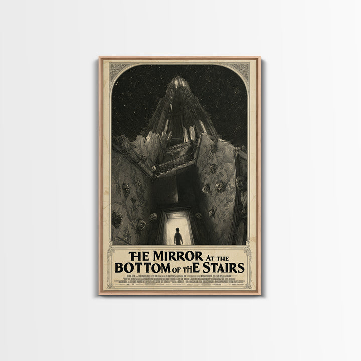 The Mirror At The Bottom Of The Stairs, English Language Horror Movie Poster, Gothic Engraving Art, Cult Horror Poster, Horror Wall Art