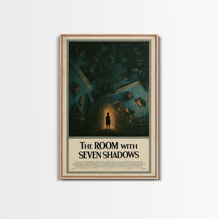 The Room With Seven Shadows, English Language Horror Movie Poster, Dark Romantic Horror Art, Gothic Cinema Wall Art, Framed Canvas Print