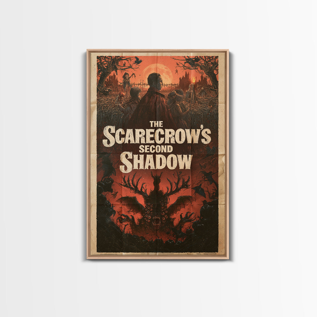 The Scarecrow'S Second Shadow, English Language Horror Movie Poster, 1960s Horror Art, Classic Monster Poster, Framed Canvas Print