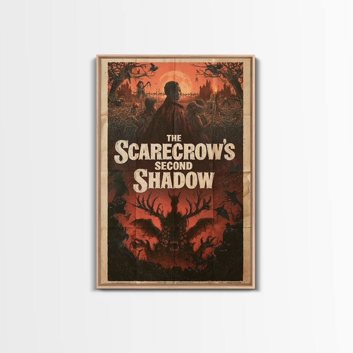 The Scarecrow'S Second Shadow, English Language Horror Movie Poster, 1960s Horror Art, Classic Monster Poster, Framed Canvas Print
