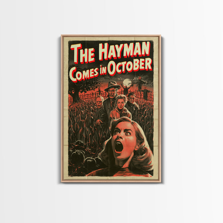 The Hayman Comes In October, English Language Horror Movie Poster, 1950s Creature-Feature One-Sheet Inspired Art, Gothic Cinema Wall Art