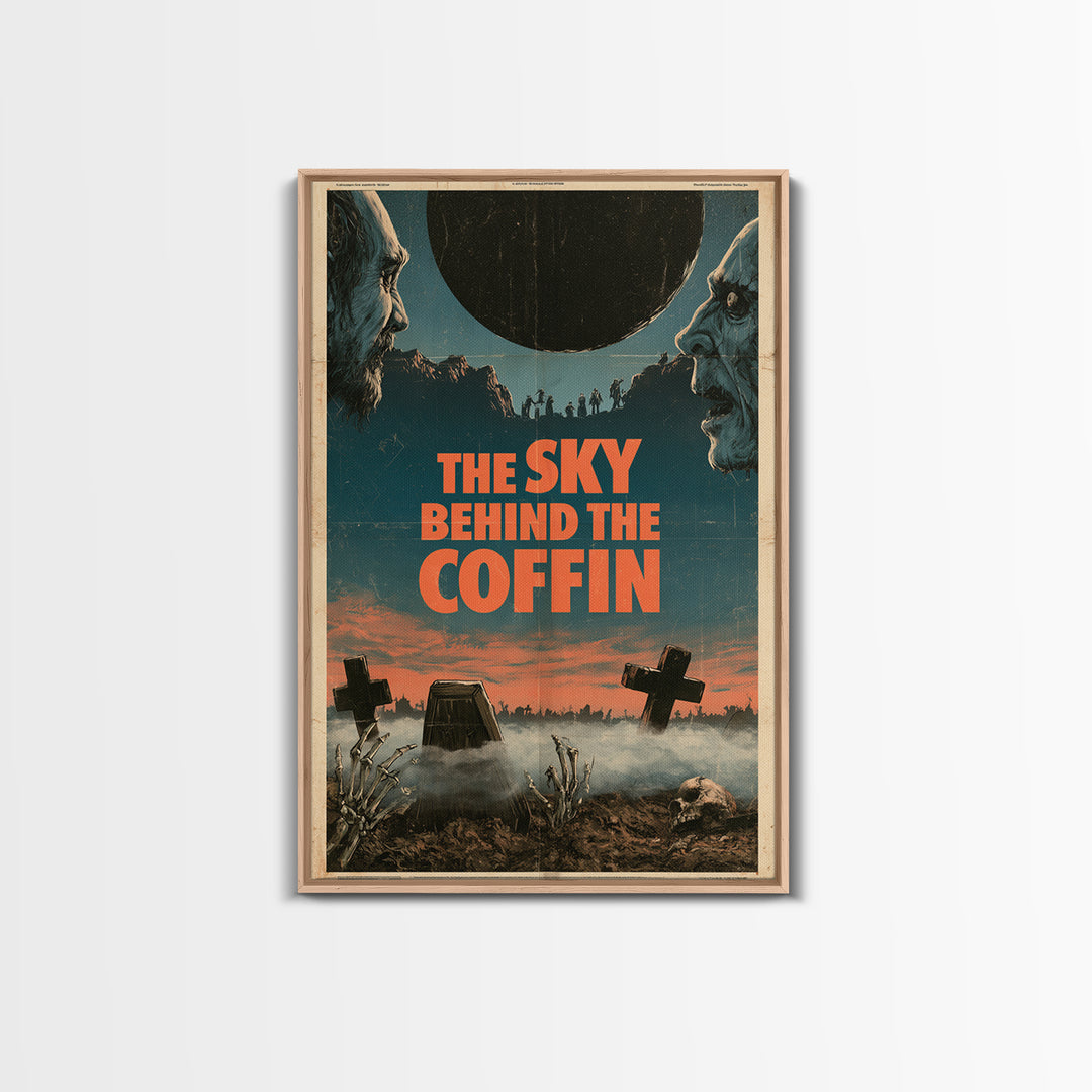 The Sky Behind The Coffin, English Language Horror Movie Poster, 1970s Horror Art, Cult Horror Poster, Framed Canvas Print