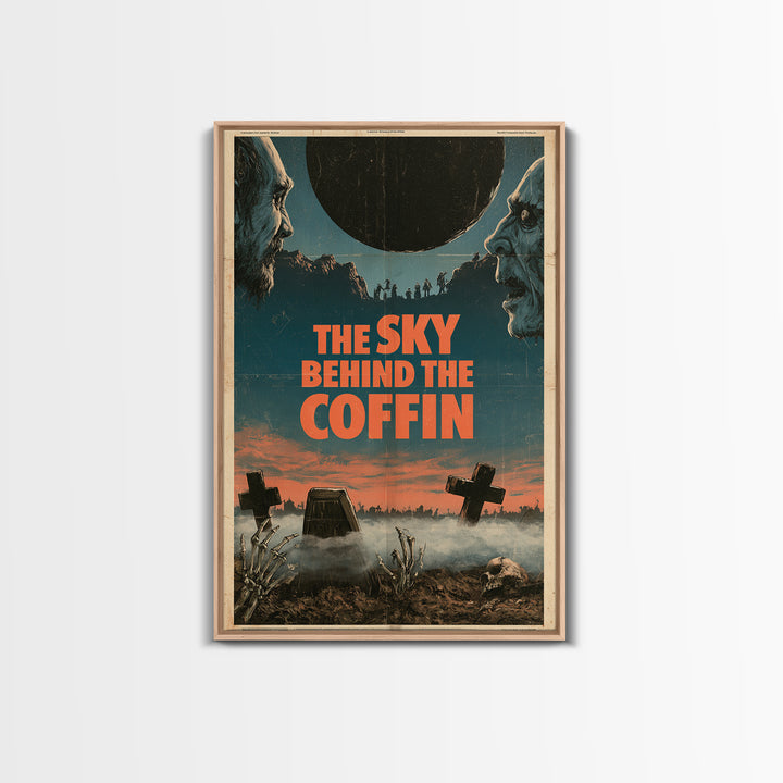 The Sky Behind The Coffin, English Language Horror Movie Poster, 1970s Horror Art, Cult Horror Poster, Framed Canvas Print