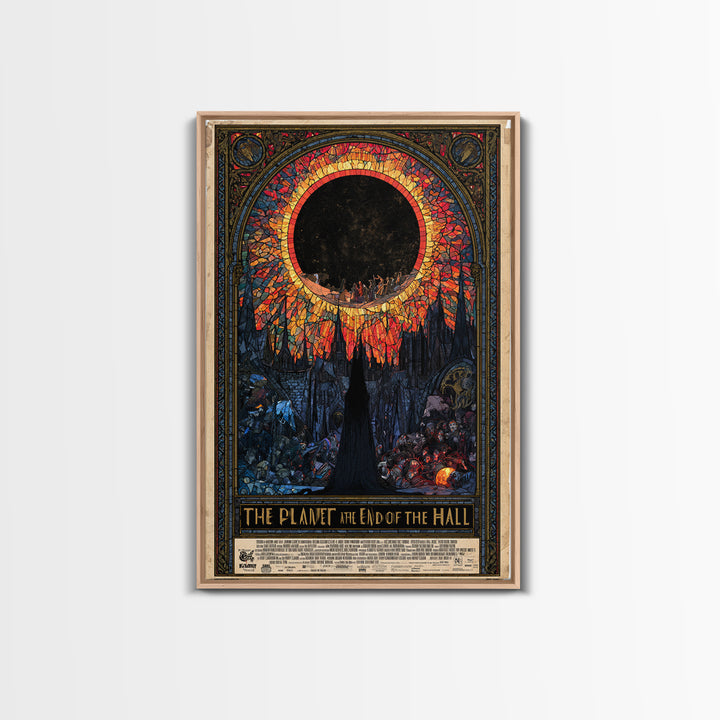 The Planet At The End Of The Hall, English Language Horror Movie Poster, Stained Glass Gothic Art, Gothic Cinema Wall Art, Canvas Print