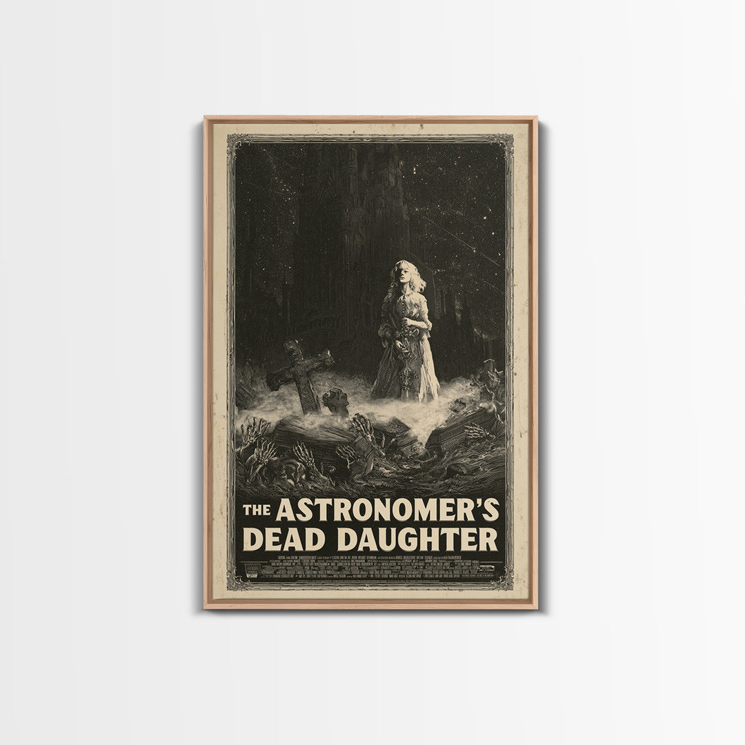 The Astronomer'S Dead Daughter, English Language Horror Movie Poster, Gothic Engraving Art, Retro Horror Movie Art, Canvas Print