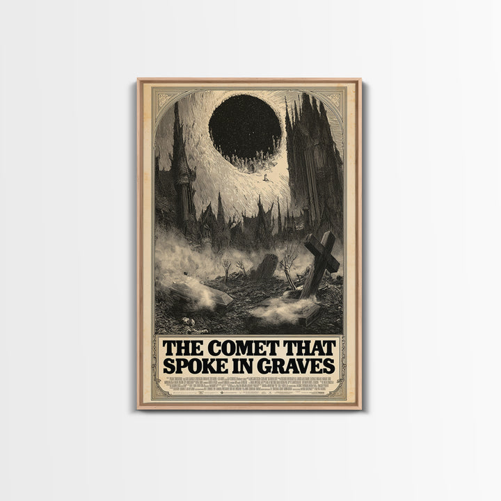 The Comet That Spoke In Graves, English Language Horror Movie Poster, Gothic Engraving Art, Retro Horror Movie Art, Canvas Print