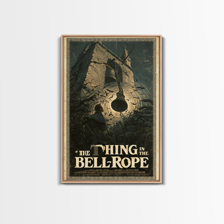 The Thing In The Bell-Rope, English Language Horror Movie Poster, Gothic Nightmare Art, Retro Horror Movie Art, Framed Canvas Print